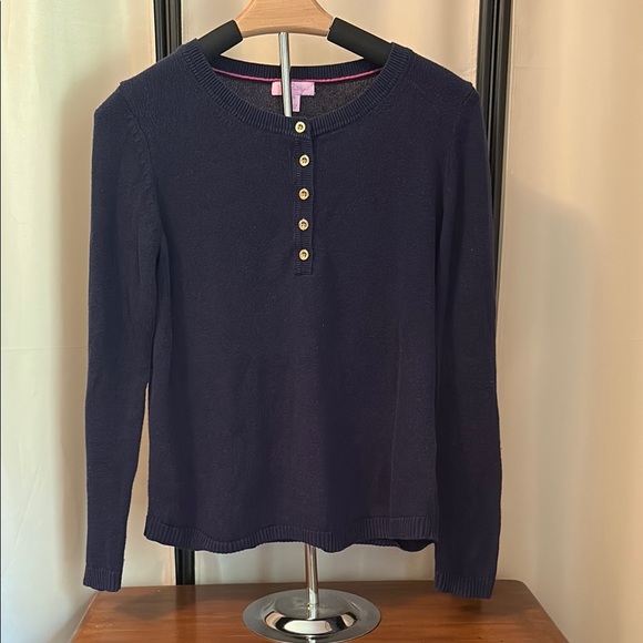 Lilly Pulitzer Navy Knit with Pink Highlights - Picture 1 of 4